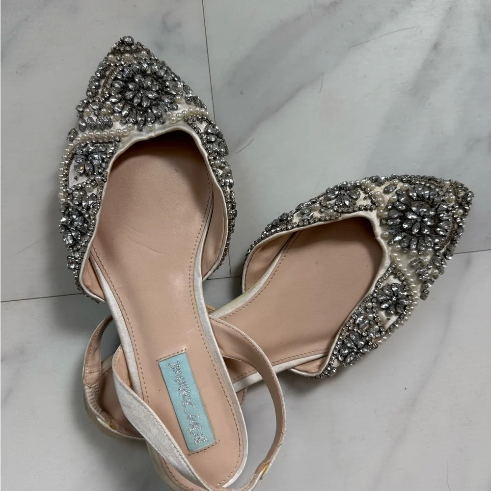 Beaded Embellished Ivory Slingback Flat - Women's Dress Shoe - Picture 2 of 2